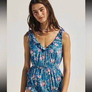 Free people x she made me babydoll lounge floral romper new with tags